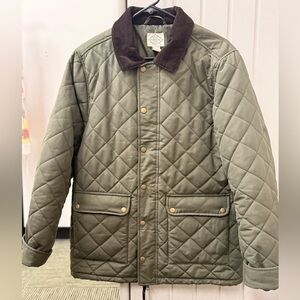 St. John’s Bay Men’s Medium Olive Quilted Barn Jacket Corduroy Collar